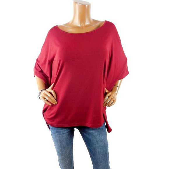 Mea Tops - MEA Top XL NWT Kimono Shirt Red Short Sleeves Stretch Relaxed Boxy Fit